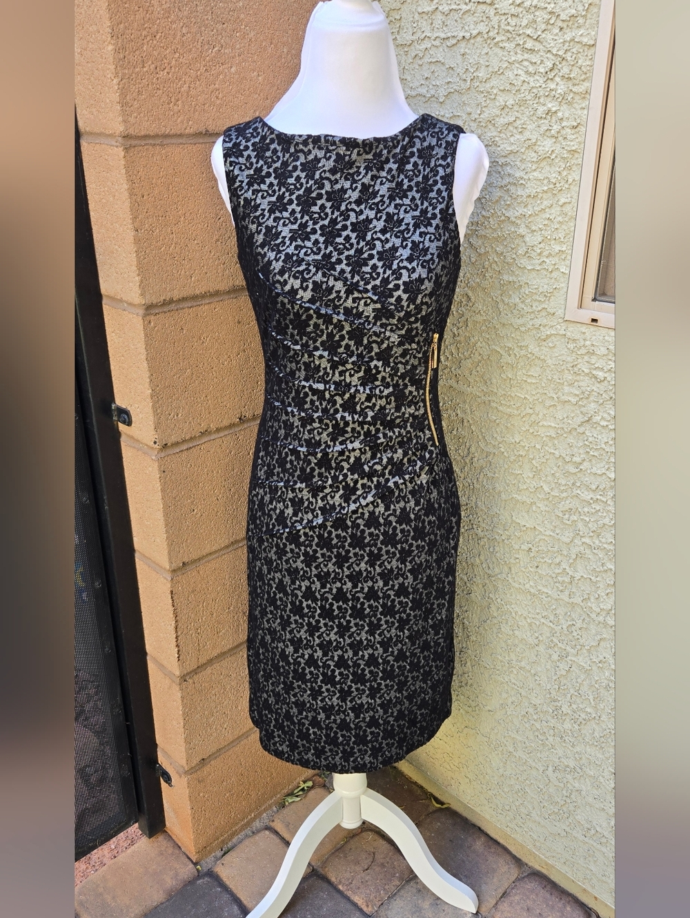 Ivanka Trump Sleeveless Black Lace Sheath Dress